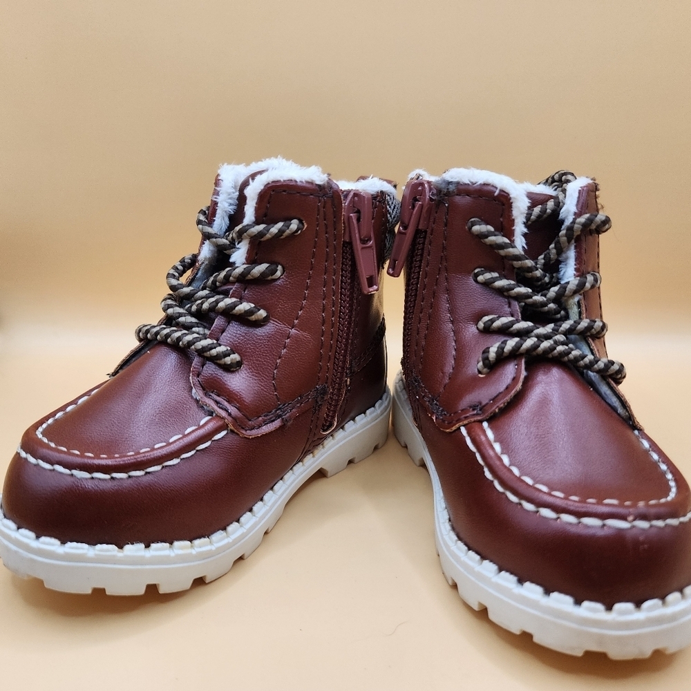 H&M Warm Lined Boots Toddler 2.5-3.5 Brown-Maroon Zip Up Tie Hennes & Mauritz